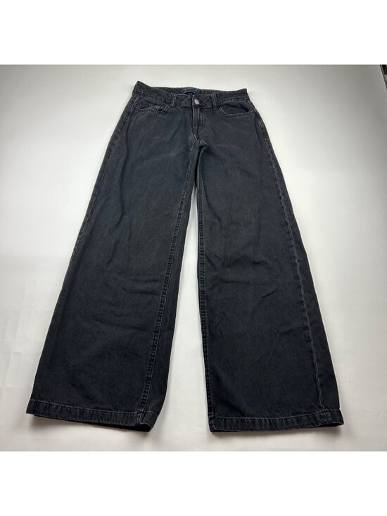 Aeropostale Denim - Aeropostale Black Denim Low Rise Wide Leg Jeans 4R